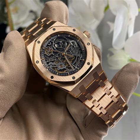 fake audemars piguet royal oak skeleton rose gold|ap rose gold watch price.